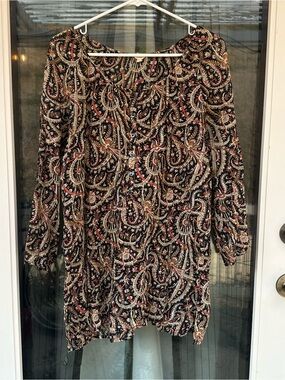 Bohemian Paisley Long-Sleeve Dress